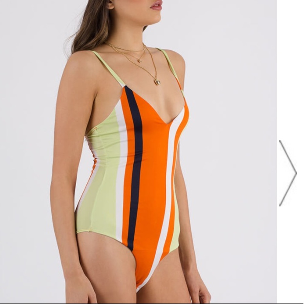New 70's Color Block Stripe Spagetti Bodysuit 🍑